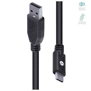 Imagem de Cabo USB Tipo C C20UAM-2 2.0 1,8M para Dados e Carregamento Preto Vinik