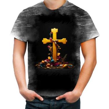 Imagem de Camiseta Desgaste da Cruz de Jesus Igreja Fé 24 - Kasubeck Store®, XG