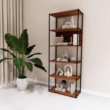 Imagem de Estante de Livros Industrial 63cmx173cm Metal 5 Prateleiras e Decoraçã
