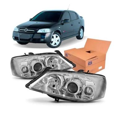 Imagem de Par Farol Cromado Regulagem Elétrica Astra 2003 a 2011 93378017 933780