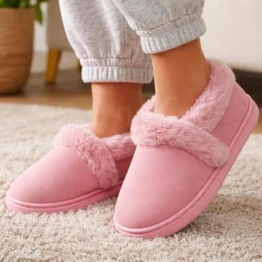 Imagem de Pantufa Feminina Adulto Fechada Com Pelinhos 34 ao 39 - NoBrand, Rosa,