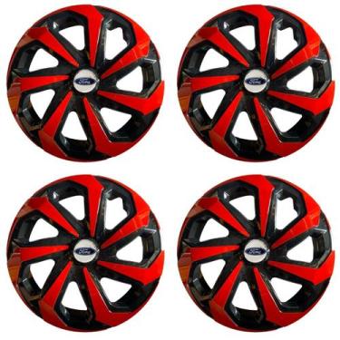 Imagem de Jogo calota 13 spider vermelha ka fiesta escort courier - Garagem Onli