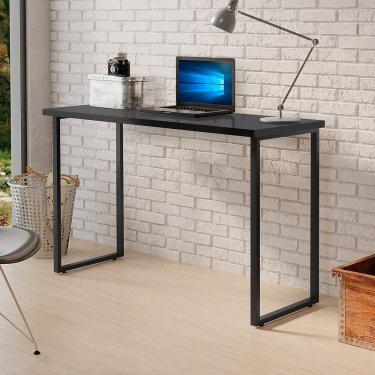 Imagem de Escrivaninha Aparador 1,20m Industrial Pé Ferro Preto Tampo Preto Home Office Escritóri...
