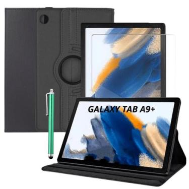 Imagem de Capa Giratória Preta p Tab A9 Plus com Película e Caneta: Conjunto Prá