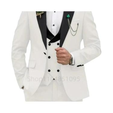Imagem de Terno Slim Fit Rosa Vermelho 3 Peças Masculino: Blazer Transpassado, C