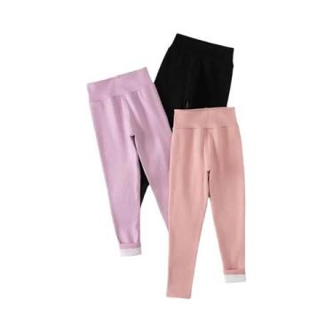 Imagem de Conjunto De Leggings Quentes De Fleece Para Crianças Com Cintura Alta 