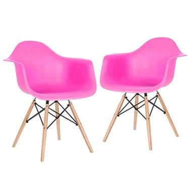 Imagem de Loft7, Kit - 2 x cadeiras Eames Daw - Rosa pink - Madeira clara