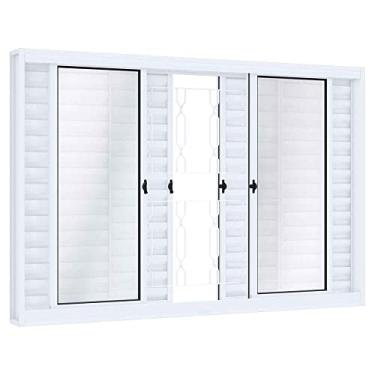 Imagem de Janela de Correr Aço Veneziana 6 Folhas com Grade Mosaico Riobras 100cmx150cm Branco