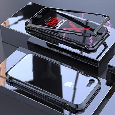 Imagem de DESHENG Clipes de proteção para smartphone Ultra Slim Adsorção magnética Moldura angular de vidro temperado Magnet Flip Case para iPhone 8 e 7 Bolsa para telefone (Cor: Cor: 1)