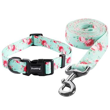 Imagem de Conjunto de coleira para animal de estimação da Ihoming, conjunto de segurança para o dia a dia, ao ar livre, caminhada, corrida, treino, pequeno, médio e grande, cães, gatos, floral, primavera, pequeno