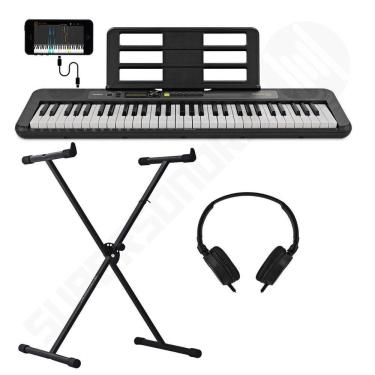Imagem de Kit Teclado Musical CASIOTONE LK-S250 CASIO Preto Teclas Iluminadas APP Chordana Play + Fone + Suporte X