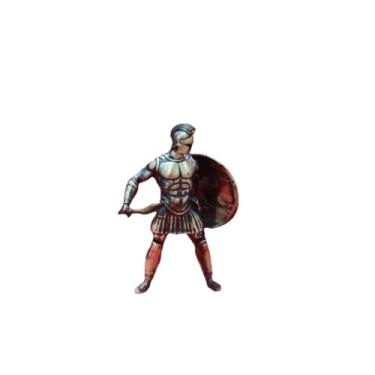 Imagem de Estatuetas de gladiador de guerreiro espartano de latão ornamentos de mesa de entrada, estátua em miniatura de cobre antigo soldado romano decoração de casa artesanato, escritório de estudo refrigerador de vinho escultura presentes