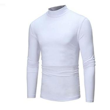 Imagem de Blusa Ciclista Gola Alta/Camisa Rashgard Masculina Inverno Ou Proteção Solar Uv Esportes (BRANCO, P)