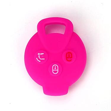 Imagem de YJADHU Capa de silicone para chave de carro com controle remoto flip, apto para Mercedes Benz Smart City Coupe Cabrio Crossblade Fortwo Roadster K Forfour, rosa