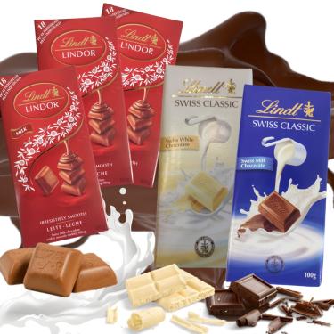 Imagem de Chocolates Lindt Lindor Singles Milk e Swiss Classic Branco