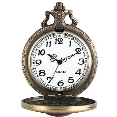 Imagem de ZALTAS Vintage bronze quartzo relógio de bolso neckalce pingente de cobre fob relógios