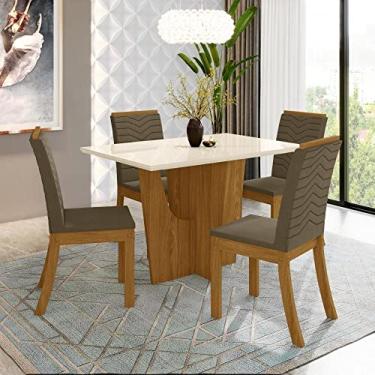 Imagem de Conjunto Sala de Jantar 1 Mesa 4 Cadeiras Diana Espresso Móveis Nature/off White/bege