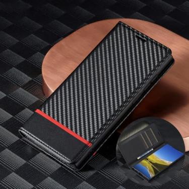 Imagem de Capa de couro de fibra de carbono para Samsung Galaxy S23 S22 S21 S20 FE Ultra Plus S10 S9 S8 Plus A54 5G Note 20 Ultra Flip Wallet Case, cor B, para Samsung S20 Plus