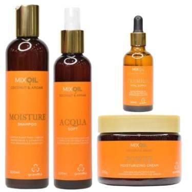 Imagem de Kit Grandha Pós-Praia e Piscina Mix Oil Coconut Argan Reparação dos Cabelos Ressecados (Shampoo+Acqua Soft+Power Moisturizing+Vital Supply)