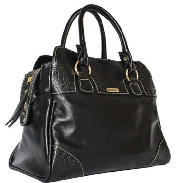 Imagem de Bolsa Feminina Em Couro 100% Bovino Legítimo Transversal 091 (preta com detalhe)