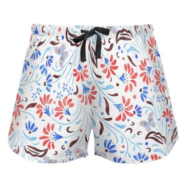 Imagem de KLL Paisley Moths Floral Moderno Pijama Shorts Feminino, Shorts com Bolsos Shorts de Yoga, Paisley, mariposa, floral, moderno, P