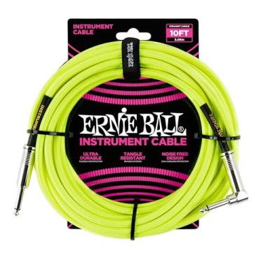 Imagem de Ernie Ball Cabo de instrumento, ângulo reto de 0,63 cm, amarelo neon, 3 m (P06080)