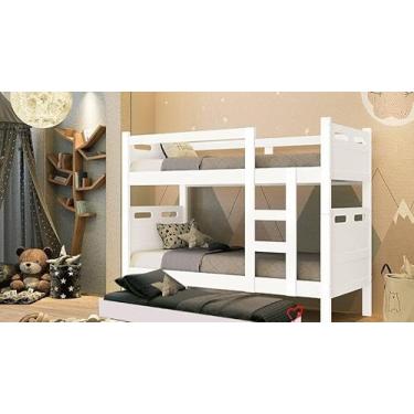 Imagem de Beliche com Cama Auxiliar Jaspe Treliche MDF Cor: Branco