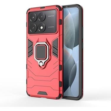Imagem de Ton67 Capa anti impacto para Xiaomi Poco X6 Pro 5G/Redmi K70E 5G com suporte de anel magnético, capa armadura resistente de grau militar para Xiaomi Poco X6 Pro 5G (vermelho)