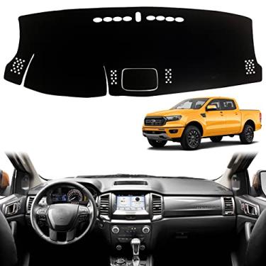 Imagem de INUBOXES Tapete para painel de painel antiderrapante personalizado compatível com Ford Ranger 2019 2020 2021 2022 (com compartimento de armazenamento) protetor solar (sem HUD)