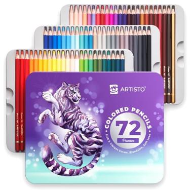 Imagem de Artisto Lápis de cor premium, grafite macio de qualidade de 3,8 mm, cores ricas e vibrantes, misturáveis, perfeitos para artistas iniciantes e avançados (72 cores)