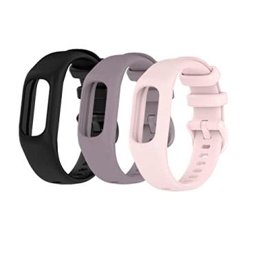 Imagem de Waekethy Pulseira de relógio para Garmin Vivosmart 5, pacote com 3 pulseiras de silicone macio de substituição compatível com Vivosmart 5 para mulheres e homens