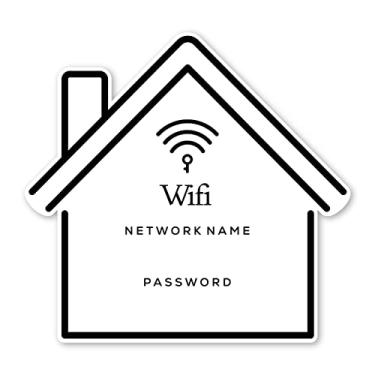 Imagem de Ímã magnético para quadro branco com senha Wi-Fi | VRBO Airbnb Ímã de geladeira para convidados | Design simples moderno para decoração de quarto | 17,78 cm x 17 cm.