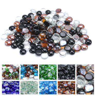 Imagem de GasSaf Contas de vidro misturadas para fogueira ao ar livre, lareira, substitui troncos de gás e pedras vulcânicas existentes, vidro de 9,5 cm (preto, âmbar, brilho cristalino)