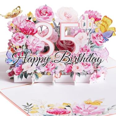 Imagem de Oyydecor Cartão pop-up de aniversário, cartão de feliz aniversário para ela, mulheres, esposa, presente de aniversário para irmã, mãe, cartão de aniversário 3D com nota e envelope em branco, 12,7 x