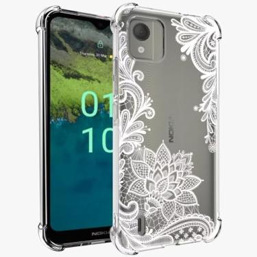 Imagem de Sidande Capa para Nokia C110, capa para Nokia C 110 para meninas e mulheres, capa protetora fina de TPU flexível e floral transparente para Nokia C110 Mandala