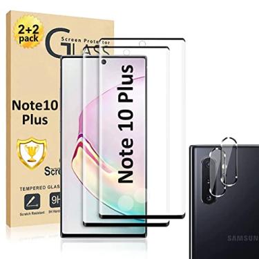 Imagem de Película protetora de tela para Galaxy Note 10 Plus, pacote com 2 protetores de tela de vidro temperado, pacote com 2, 2 unidades, protetor de tela de vidro temperado com dureza 9H 3D para Samsung