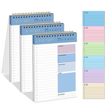 Imagem de Caderno espiral para lista de tarefas, bloco de notas planejador diário sem data, 60 folhas 21 x 14 cm (3 pacotes), 50 folhas 10 x 6,9 cm Notas adesivas (6 pacotes)