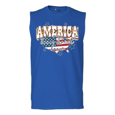 Imagem de Camiseta masculina America My Home Sweet Home Muscle 4th of July Stars and Stripes Pride American Dream Patriotic USA Flag, Azul, G