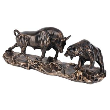 Imagem de ZHANYUN Estátua de touro e urso, estátua de touro de Wall Street, estátua de touro de carregamento, decoração do mercado de ações, estatueta de touro, finanças, escritório, consultores financeiros,