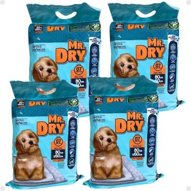 Imagem de Kit Mr. Dry: 4 Tapetes Higiênicos 80x60 Com 7 Unidades