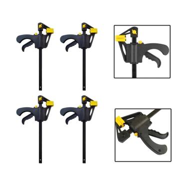 Imagem de Kit 4 Grampos Sargento Aperto Rápido Madeira 150x325x60mm