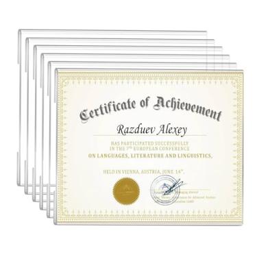 Imagem de Ludery Conjunto de 6 porta-retratos de acrílico, 21 x 27 cm, moldura transparente para documentos de certificado de 21 x 28 cm, molduras de diploma para exibição de parede - horizontal