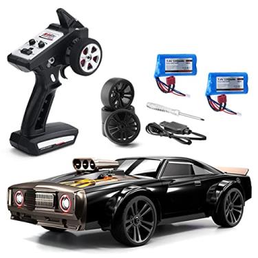 Imagem de GoolRC RC Drift Car, 1:16 Scale Remote Control Car, 4WD 35KM/H High Speed Racing Car, 2.4GHz RC Drifting Car for Adults with Cool LED Lights, Extra Drift Tires and 2 Batteries (Red)