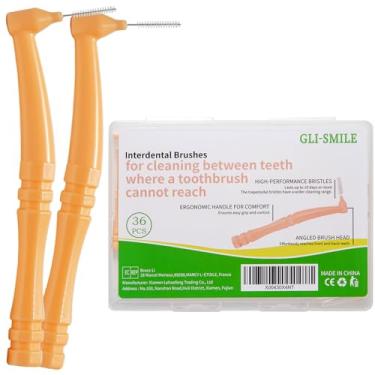 Imagem de Ângulo de escovas interdentais, palhetas de escova dentária angular para limpeza profunda dos dentes, escovas ortodônticas para aparelhos, cerdas trapezoidais macias, diâmetro de passagem de 0,8