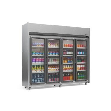 Imagem de Expositor 4 Portas Geas4p Gelopar Auto Serviço Tipo Inox 4 Prateleiras 220v