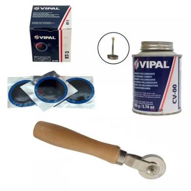 Imagem de Kit Reparo Remendo Rt-3 + Cola CV00 Vipal + Rodilho
