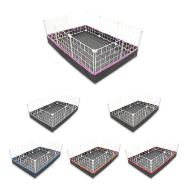 Imagem de Cercado Aramado 60x90cm Branco com Bandeja Higiênica Nylon Rosa - IGUA