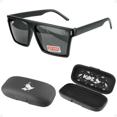 Imagem de oculos sol menino vintage infantil proteção uv preto + case social cas