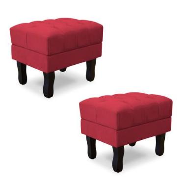 Imagem de Kit com 2 puff baú luis xv capitonê suede srj moveis - SRJ MÓVEIS, VER