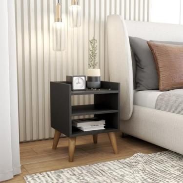 Imagem de Mesa de Cabeceira Retrô Pés Palito de Madeira Mesinha Lateral Várias C